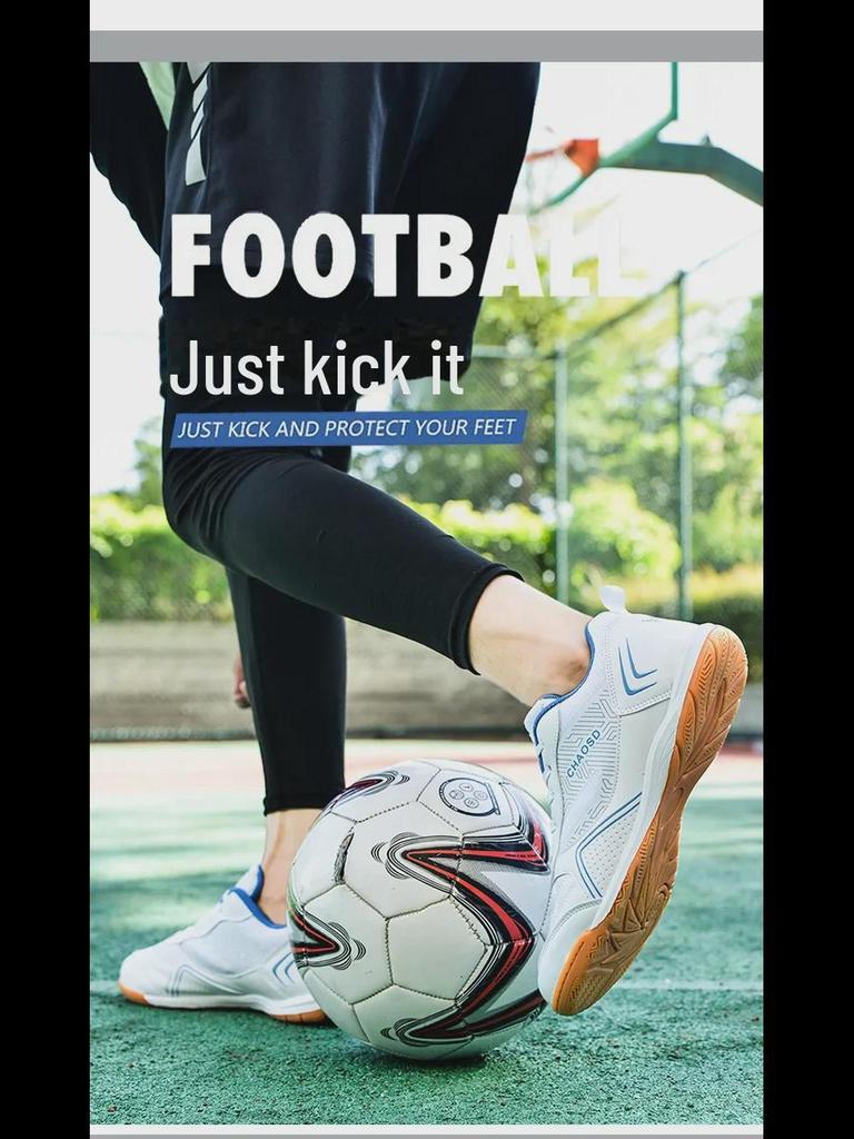 Unisex Indoor Futsal Shoes with Flat Cowhide Sole for Wooden and Cement Floors—Ideal for Youth and Student Training.