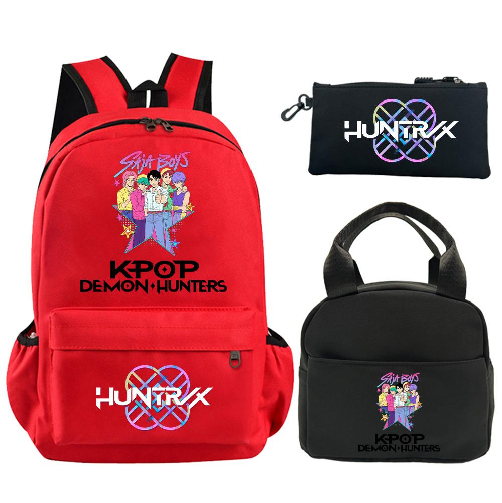 3Pcs/set Anime Demon Hunters Printed Backpack with Shoulder Bag Pencil Case for Student Boy Girl Schoolbag Large Capacity Waterproof Bookbag