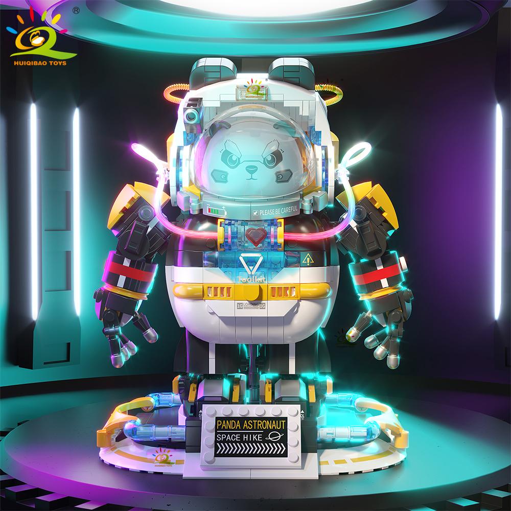 Non-Toxic Moc Space Panda Astronaut Figures Model Building Block Model Aerospace Man Diy Ornament Bricks Toy For Children Kids