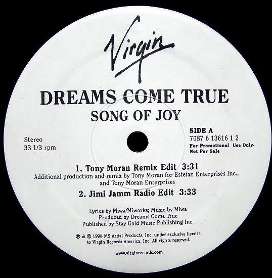 

12inch Record DREAMS COME TRUE Song Of Joy 708761361612 Virgin Records 1998 US Japanese Club Dance Used