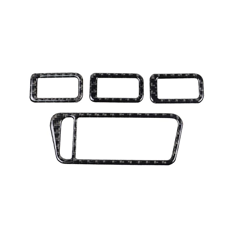 4PCS/SET Carbon Fiber Car Door Window Lift Switch Frame Cover Sticker Trim For VW Golf 7 MK7 VII 2013 2014 2015 2016