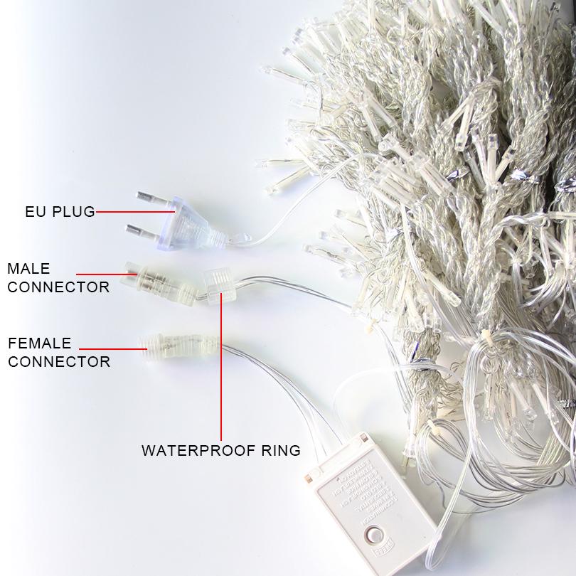 6x3/9x3m Christmas Lights Garland LED Curtain Icicle String Light Fairy Wedding Lighting Decoration Home Windows Party Garden