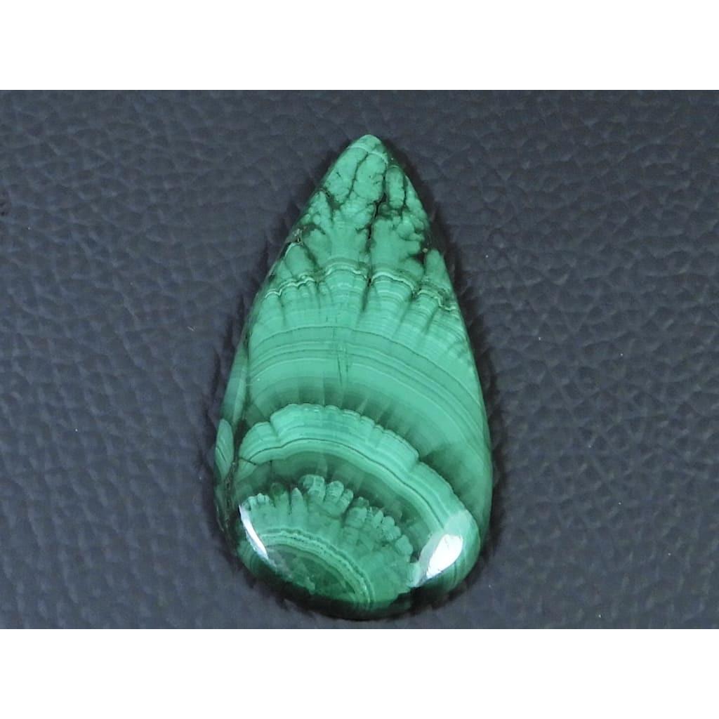 23X44X4MM Natural Malachite Flower Design Pear Cabochon Loose Gemstone 56Cts D-467