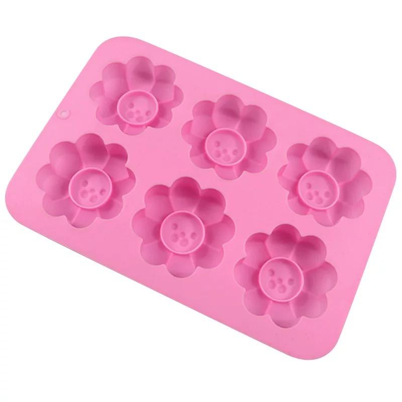 6 even Flower Silicone Baking Mold 3D Pudding Molds Cupcake Pan Cake DIY Muffin Kitchen Tools
