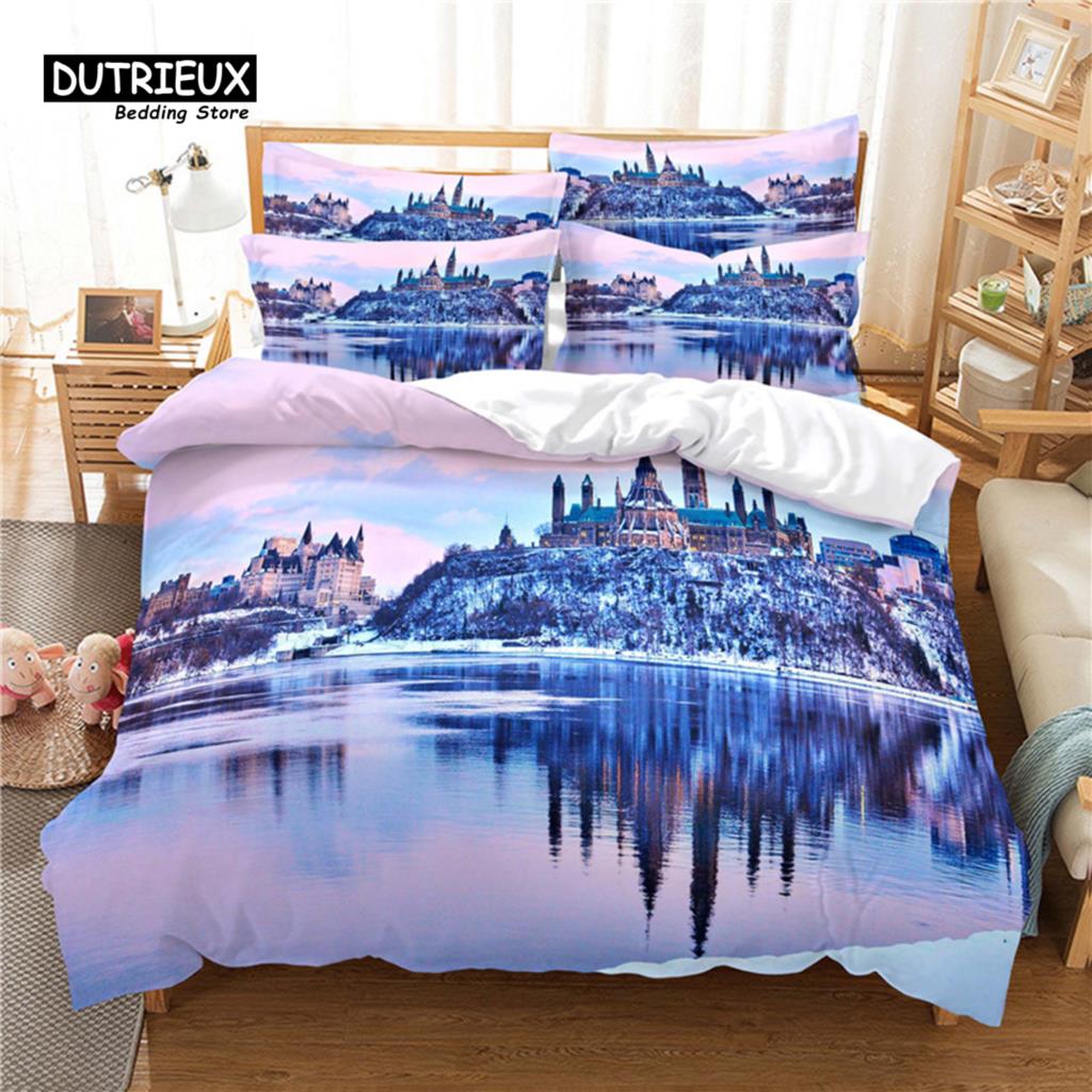 Beautiful  Scenery Bedding Set, 3Pcs Duvet Cover Set, Soft Comfortable Breathable Duvet Cover, For Bedroom Guest Room Decor