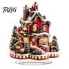 Retro Christmas House Centerpieces Acrylic Table Decoration, Double-sided Winter Snow Village/Candle/Teapot Ornament European Style Ornaments