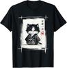 Samurai Cat Japanese Art Sumie Nowość Kawaii Zabawny Kot T-Shirt Unisex T-Shirt