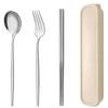 Cutlery set 3-piece stainless steel chopsticks fork spoon dishware storage box portable