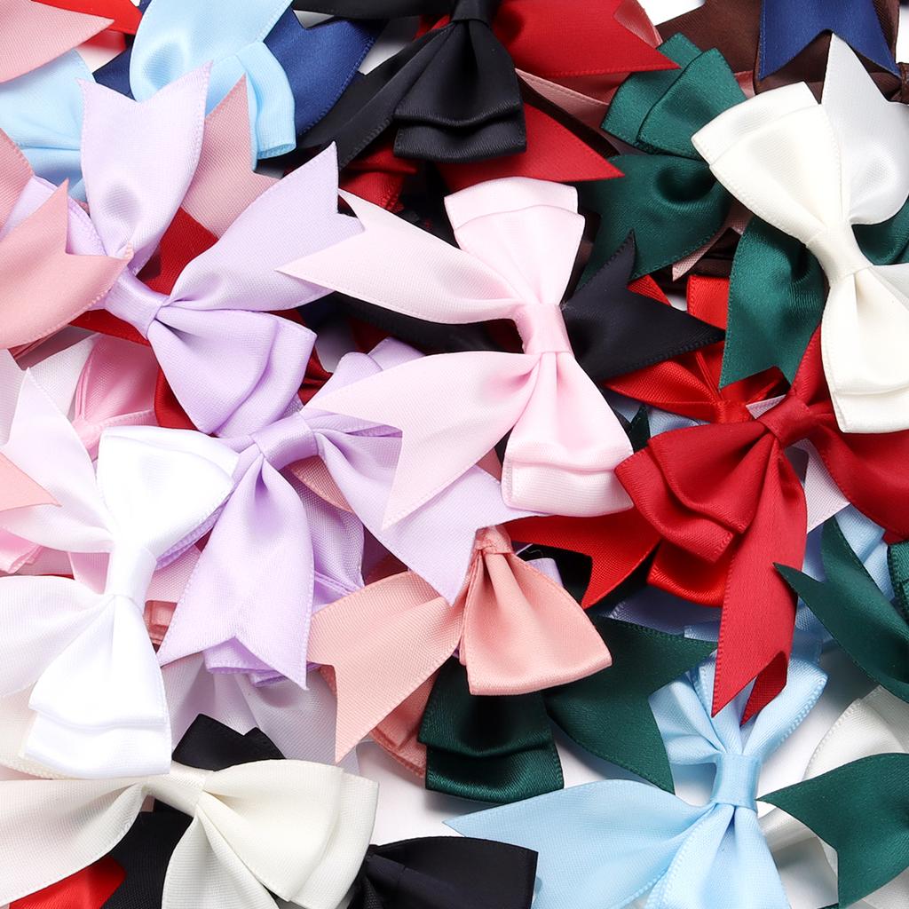 10pcs Satin Ribbon Bows Colourful Polyester Double Layer Swallowtail Bowknot For DIY Wedding Party Clothing Headwear Gifts Decor