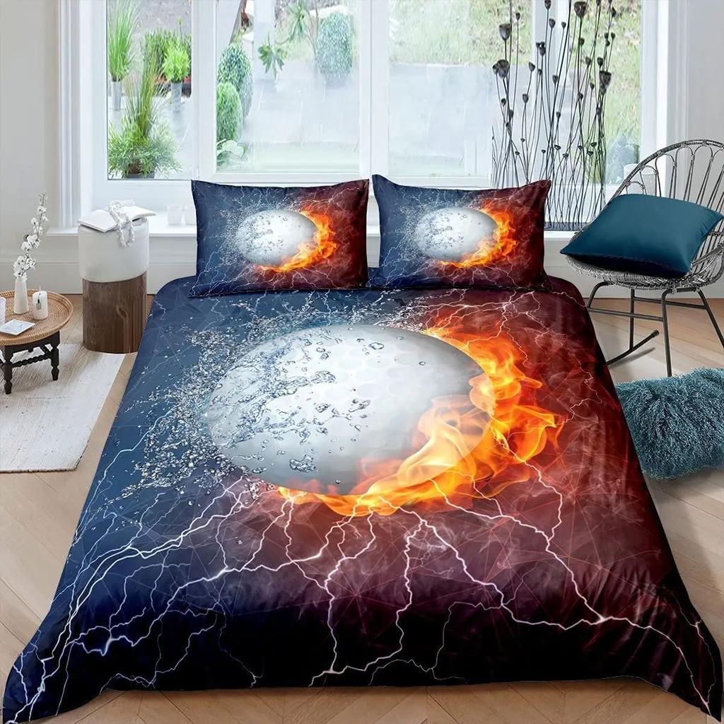 Ice And Fire Collision Theme Duvet Set Bedding Three-Piece Set