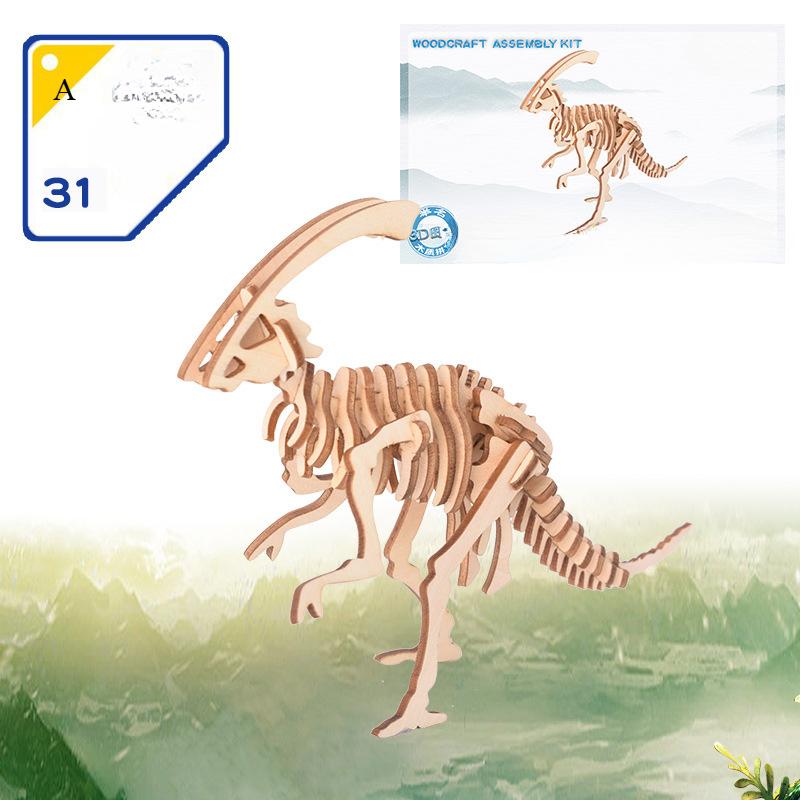 1Pc New Wooden Dinosaur Puzzle Creative Handmade DIY Model Three-dimensional Puzzle, Holiday Gifts
