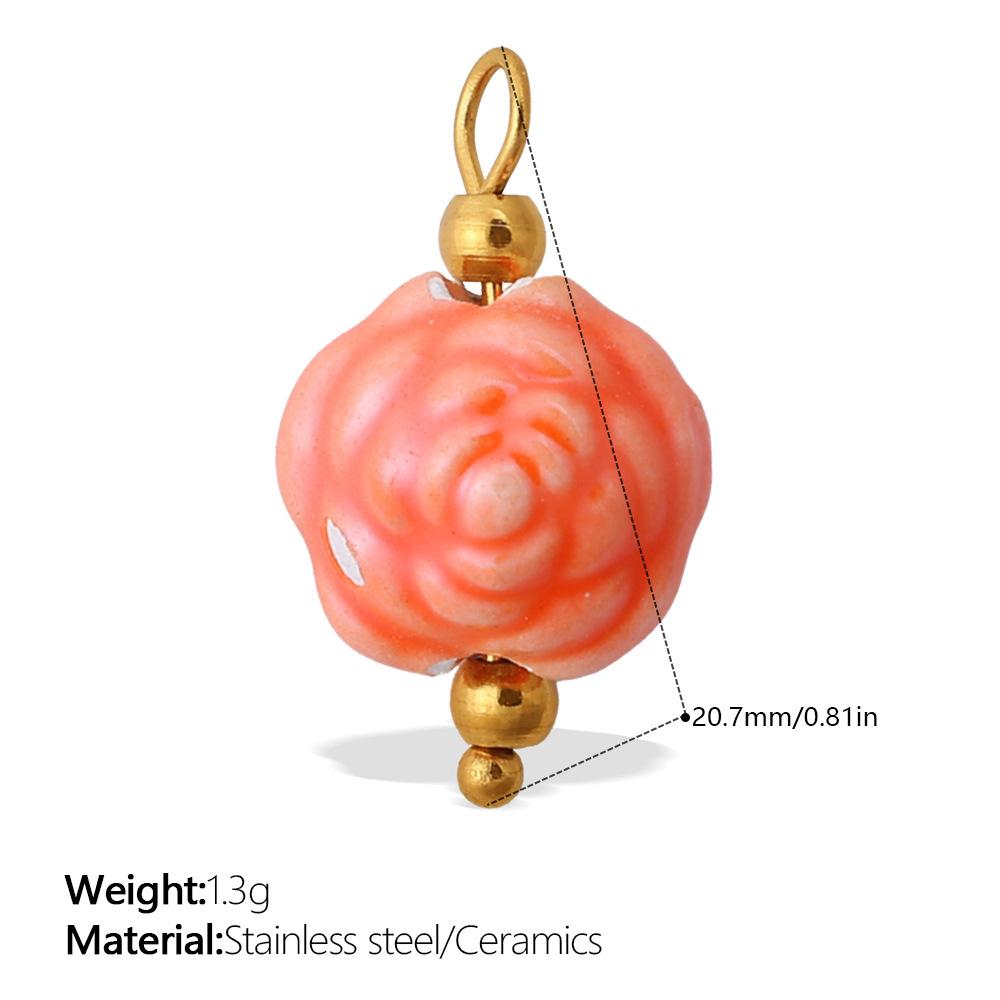 European and American sweet and cool style DIY dopamine ceramic pendant stainless steel plated 18K gold creative jewelry collection