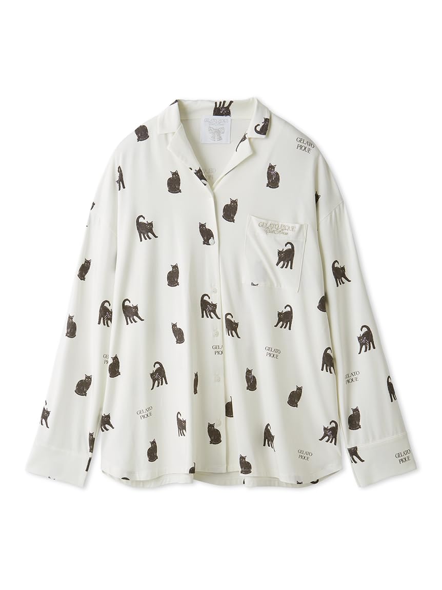 

Gelato Pique Halloween Cat Print Shirt (PWCT254237OWHTF)
