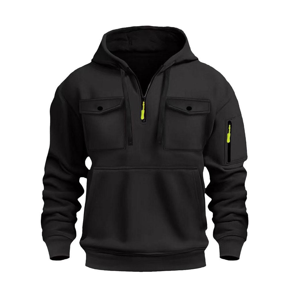 Herren Herbst/Winter Lässiger Vielseitiger Mehrere Taschen Plus Samt Langarm Hoodie
