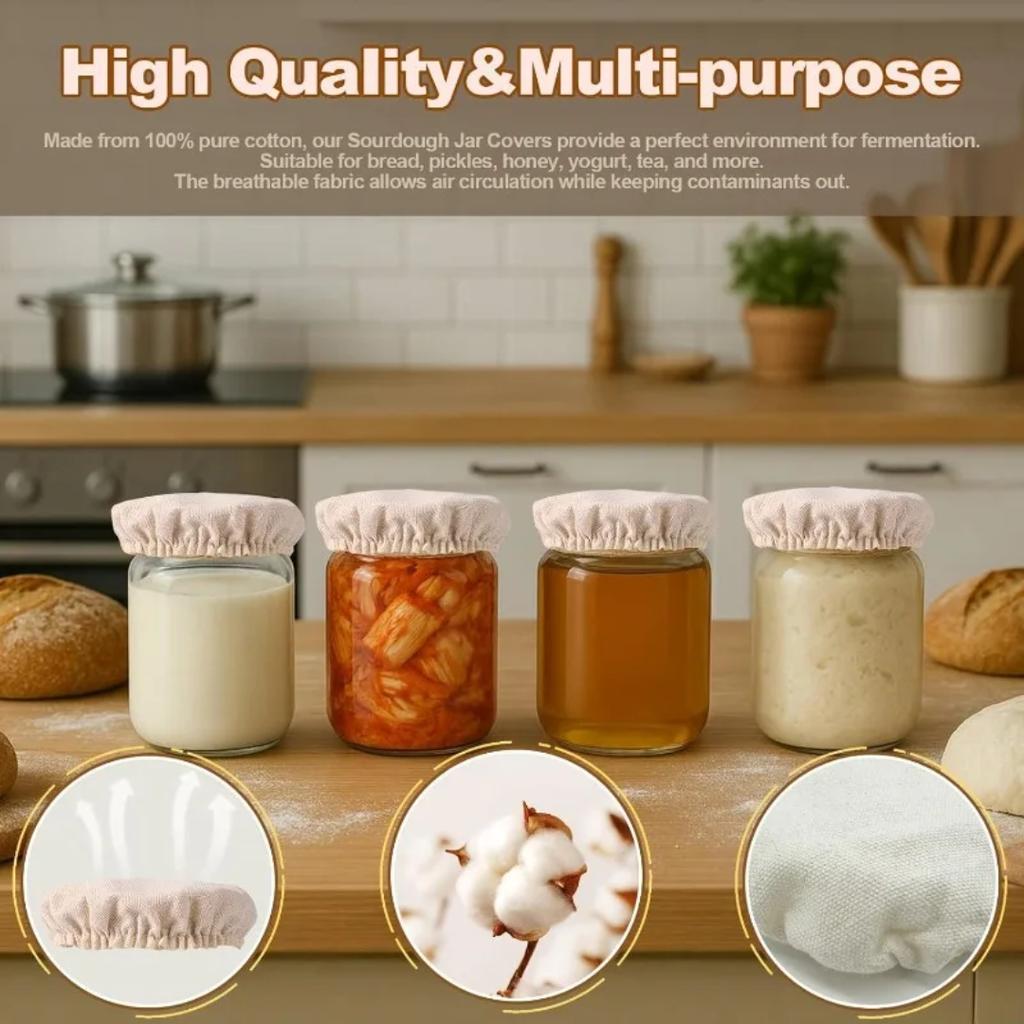 Elastic Cloth Covers Round Bread Proofing Cover Sourdough Starter Jars Cloth Liner Bread Fermentation Jar Covers Baking Supplies