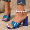 Fashion Fashion Red High Heels Sandals for Women 2025 Summer Thick Heeled Square Toe Slippers Woman Transparent Pvc Party Dress Sandals