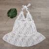 V-neck Lace-up Short Skirts Transparent Dresses Women Fashion Lace Halter Dress  For Girls