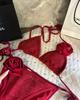 Pure Desire White & Red Triangle Bikini Set: Three-Piece Swimsuit for Women’s Beach Holiday