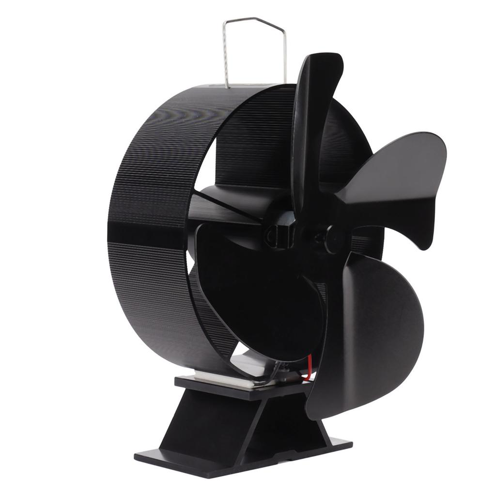 Heat Powered Stove Fan Aluminum Alloy 4 Blades Strong Wind Fireplace Fan for Home