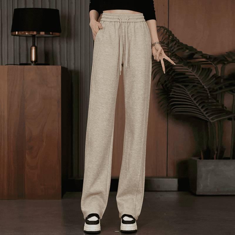 2025 Nowy Styl Damskie Luźne Czerwone Spodnie z Angory z Szerokimi Nogawkami - Popularny Jesienno-Zimowy Wyszczuplający Krój z Prostymi Nogawkami