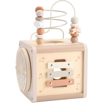 LabelLabel Activity Cube Wooden Toy Looping Mold Baby 1st 2nd Birthday Gift Boys Girls Wooden Toy Educational Toy (Latte)