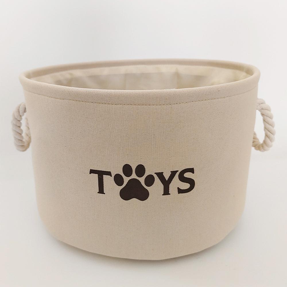 Round Dog Pet Toy Basket Cat Clothes Storage Box Foldable Storage Basket with Handle Pet Supplies