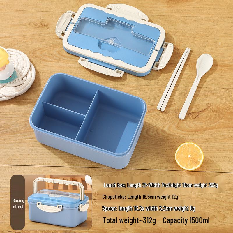 Lancheira Bento Isolada de Palha de Trigo 1500ML - Recipiente Quadrado para Micro-ondas