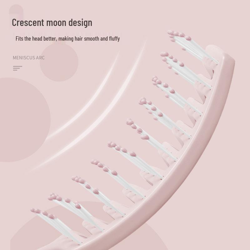 Curved Macaron Rib Comb: Women's Styling, Fluffy Curly Hair Air Cushion Massage Comb