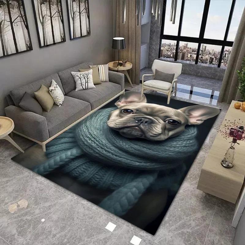 Χαλί με Εκτύπωση Γαλλικού Μπουλντόγκ για Διακόσμηση Σαλονιού Χαλί Καναπέ Χαλί Τραπεζιού Καφέ Πατάκι Δαπέδου Υπνοδωμάτιο Αντιολισθητικό Μαλακό Χαλί Μοντέρνο