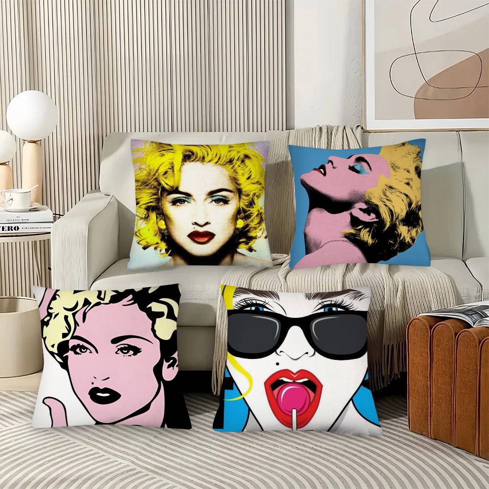 1Pc American Female Singer M-Madonna Pillow Case Fashion Square Pillowcase Bedroom Sofa Room Ins Decoration Leisure