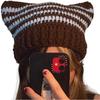 Fashion Beanie Hat for Women Girls Cat Ear Knit Hat Lovely Anime Skull Hat Y2K Moom Crochet Bonnet Hat Punk Headdress