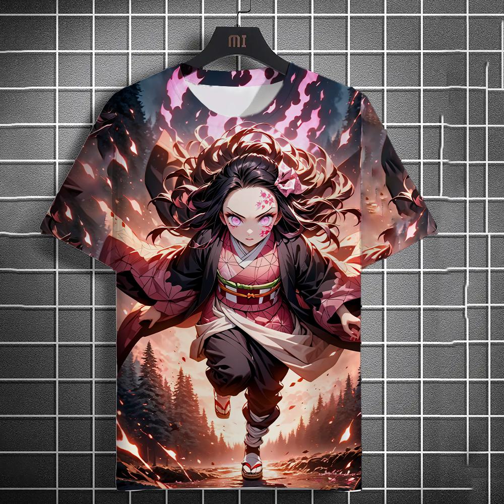 Men's and Womens Summer Fashion High Quality 3d Printing Anime Print T-shirt Casual Polyester Round Neck Casual Short Sleeve