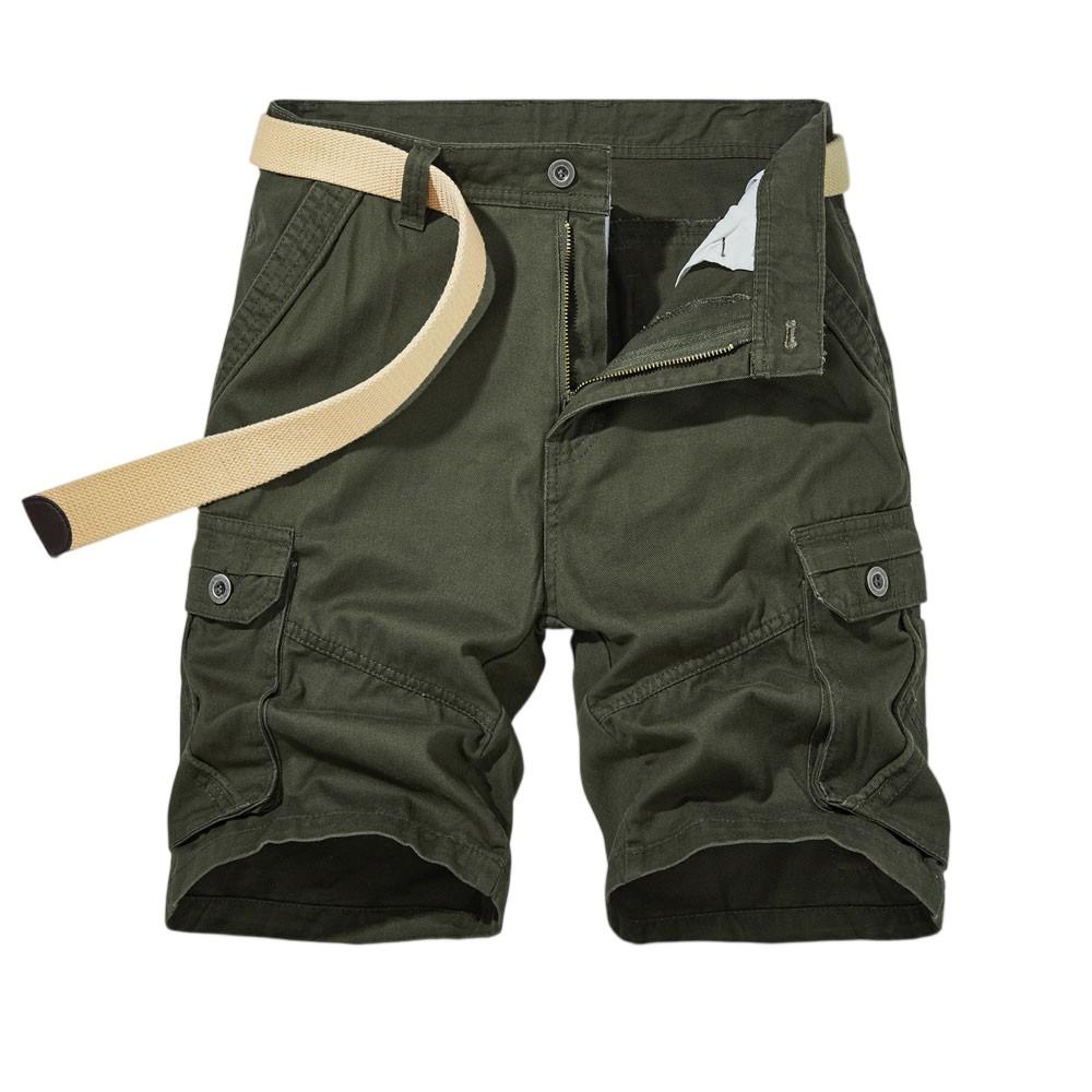 Men's Cargo Shorts  Casual Loose Fit  Solid Color Shorts With Zipper And Multiple Pockets For Work And Sports
