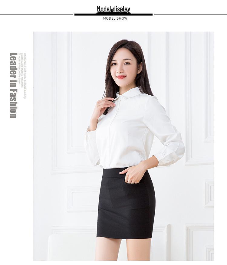 High-Waist Professional Black Bodycon Skirt with Pockets - Spring/Autumn Slimming Workwear