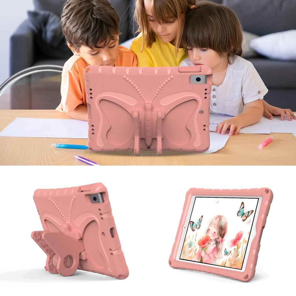 For iPad 10.2 (2021)/(2020)/(2019)/iPad Air 10.5 inch (2019) Case Butterfly Kickstand EVA Tablet Cover with Lanyard