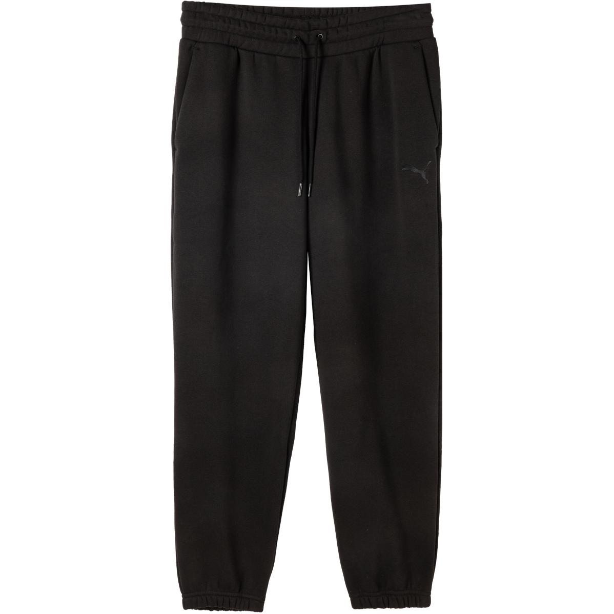 

Puma Elevated Sweat Pant FL Solid Color Small Logo Drawstring Mid Waist Cuffed Casual Pants Women pants Black 674083-01 L