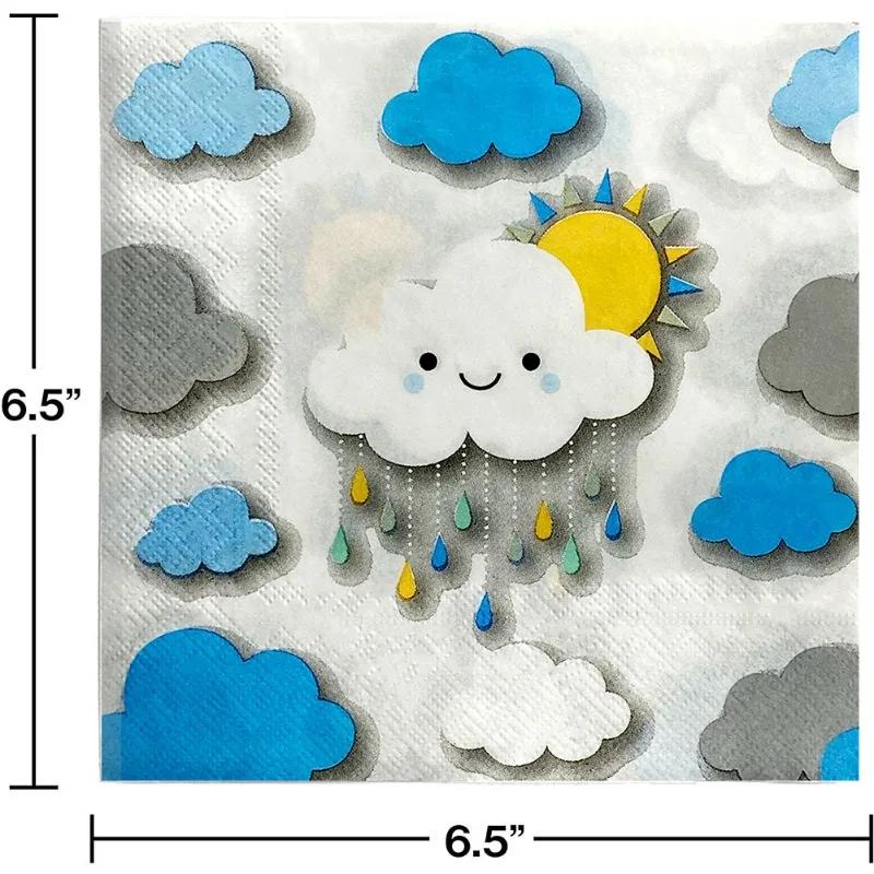 Clouds Raindrops Printed Colorful Paper Napkins Disposable Holiday Party Cartoon Decoration Supplies