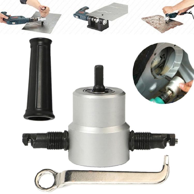 Double Headed Sheet Metal Cutter Nibbler Electric Punching Shears Iron Sawer Cutting Tool Drill Attachment