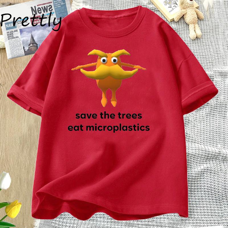 Save The Trees Eat Microplastics Funny Meme T Shirt Unisex Unisex Weirdcore Joke T-shirt Summer O Neck Short Sleeve Graphic T Shirts