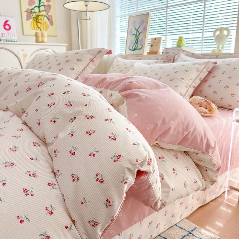 100% Cotton Luxury Floral Duvet Cover Set Boys Girls Single Comforter Cover Vintage Blue Plant Pattern Bedding with Pillowcase