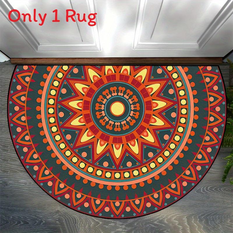 Modern Geometric Semicircular Area Rug With Water Wash For Bathroom And Entrance