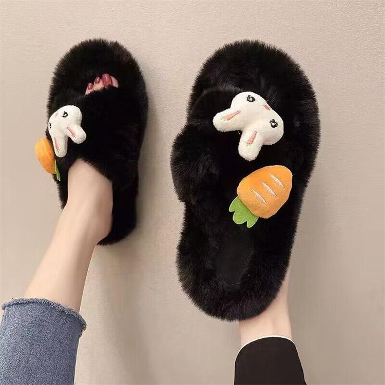Fairy Wind Bow Hair Slippers Female Wear Superior Sense 2025 New Autumn and Winter Student Dormitory Office Cotton Flops