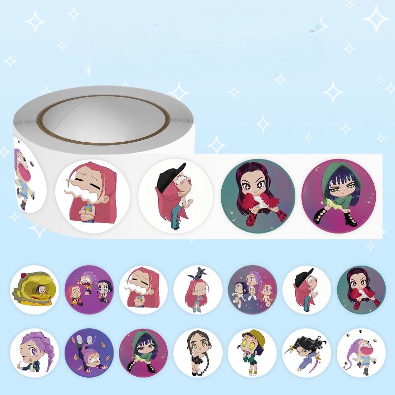 500Pcs/Roll Anime Kpop Demon Hunters Stickers Diy Scrapbooking Phone Luggage Skateboard Waterproof Decal Child Toy Gift