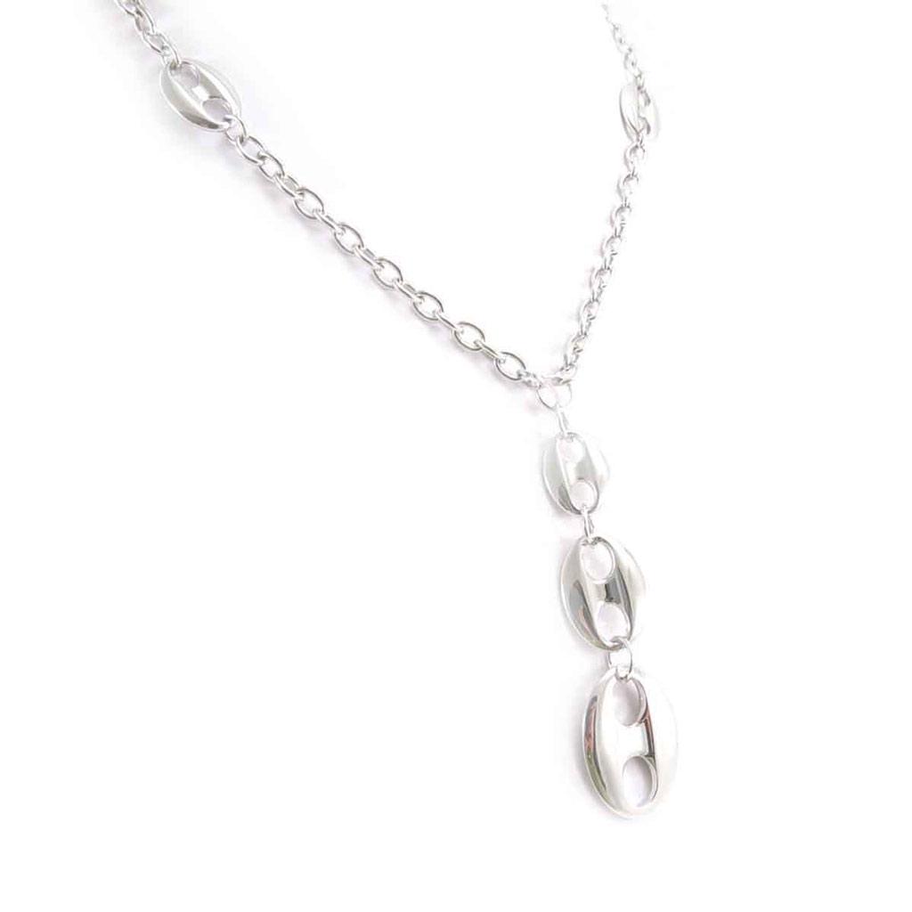 Les Trésors De Lily [J7969] - Silver 'Coffee Bean' Necklace