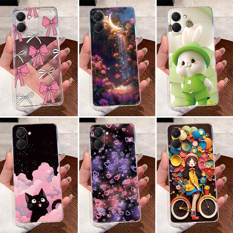 For Tecno Spark Go 3 Case Luxury Cute Love Rabbit Funny Clear Soft TPU Silicone Cover For Tecno Spark Go3 KN3 Pop 20 Phone Cases