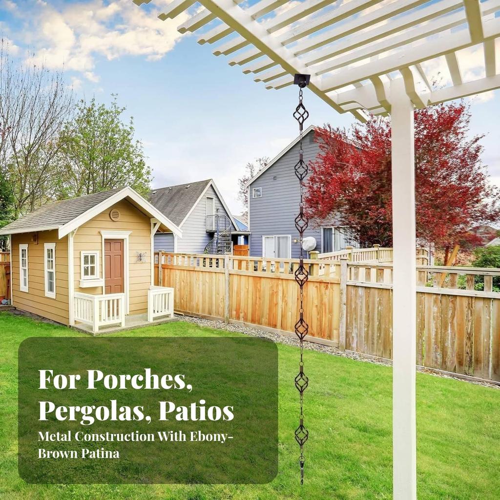Hanging Rain Chain with Twisted-Loop Elements Weatherproof for Pergola
