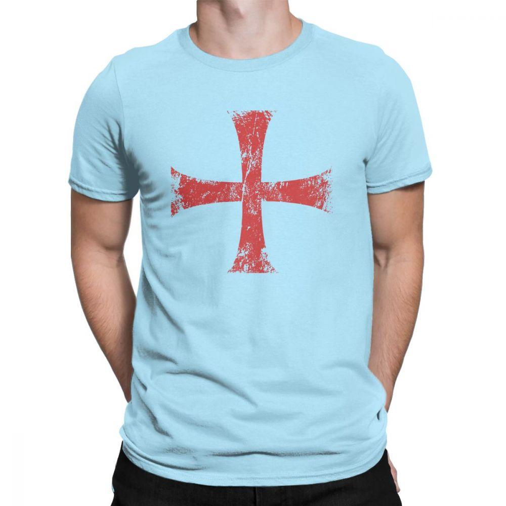 Herren T-Shirt Distressed Kreuzritter Templerorden Kreuz T-Shirts Premium Baumwolle T-Shirt Rundhals T-Shirt Kurzarm Kleidung Übergröße
