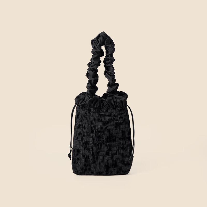 Сумка-ведро через плечо Li Shen из плиссированного нейлона со шнурком