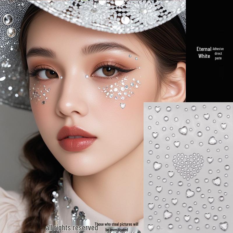 Rhinestone Face Makeup Stickers: Teardrop Eye Gems for Festivals, Concerts, and Stage Performances