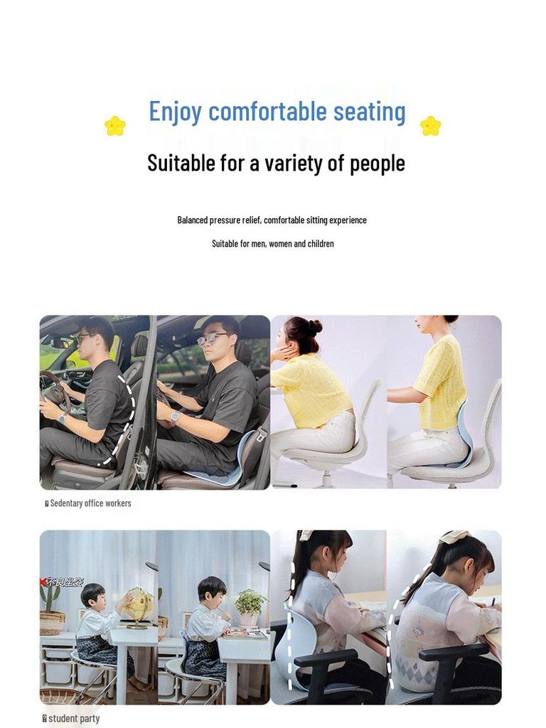 Children's Cartoon Foldable Lumbar Support Chair Cushion for Office and Posture Correction